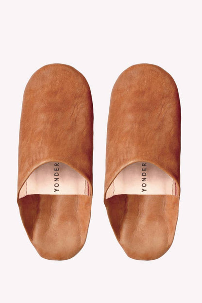 Toffee Leather Babouche Slippers