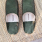 Olive Leather Babouche Slippers