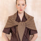 Large Merino Wool Triangle Scarf Brown Stripe