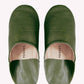 Olive Leather Babouche Slippers