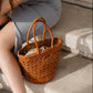 Leather Woven Bucket Bag
