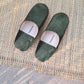 Olive Leather Babouche Slippers