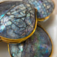 Blue crackle shell trinket box, crackle pattern detail