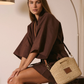 Leather Trimmed Raffia Mini