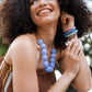 Noonday Misty glass necklace on model, close up