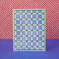 Blue and Green Squares Letterpress Card