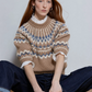 Puff Sleeve Faire Isle Crew Tan
