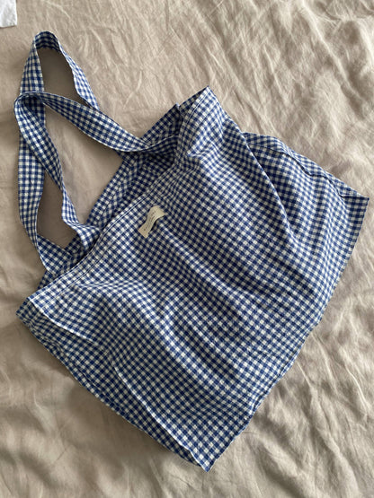 Organic Cotton Gingham Tote Bag