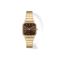 Esther Watch, Gold/Espresso – front view of square gold case and espresso dial