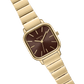 Esther Watch, Gold/Espresso – full gold link bracelet
