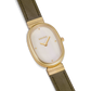 Jane Leather Watch, Gold/Champagne/Olive – full olive leather strap