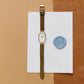 Jane Leather Watch, Gold/Champagne/Olive – styled product shot