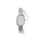 Jane Tethered Watch, Silver/Pearl – front view of oval mother-of-pearl dial