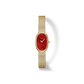 Jane Mini Tethered Watch, Gold/Scarlet – front view of scarlet mother-of-pearl dial