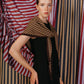 Large Merino Wool Triangle Scarf Brown Stripe