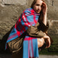 Lambswool Oversized Scarf Blue Tartan