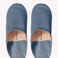 Petrol Leather Babouche Slippers