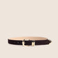 The Suede Jordan Belt Chocolate by Favorite Daughter, chocolate suede with polished gold buckle